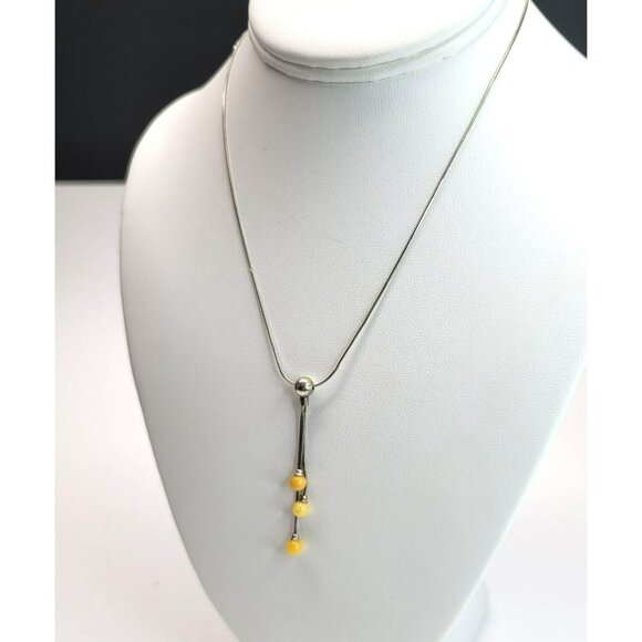 Vintage Sterling Silver Snake Dangle Bead Slide Chain 925 16.5"+Extender CT27 - Picture 6 of 8